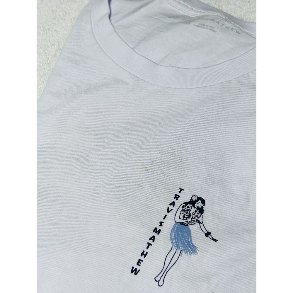 Travis Matthew Men's M White Travel Time T-Shirt Hula Girls Graphic Pima Cotton